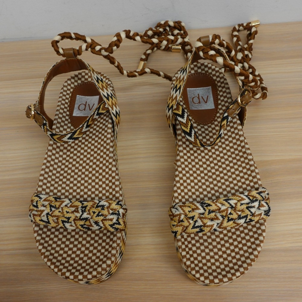 Earthy Boho Platform Sandals Womens 6 Brown Zigzag Rustic Chunky DV Dolce Vita
